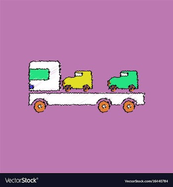 Flat shading style icon car carrier truck deliver vector image