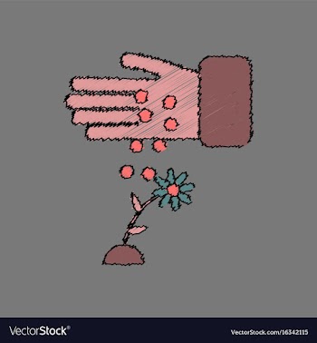 Flat shading style icon care for flower vector image