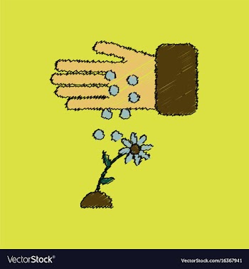 Flat shading style icon care for flower vector image