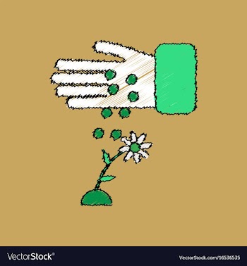 Flat shading style icon care for flower vector image