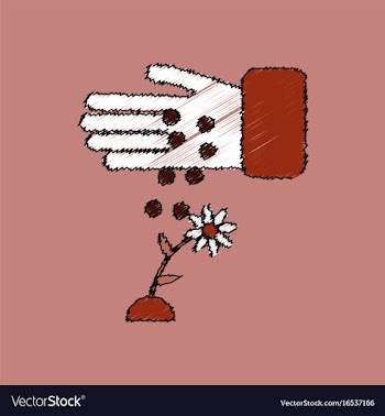 Flat shading style icon care for flower vector image