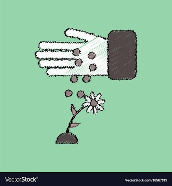 Flat shading style icon care for flower vector image