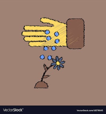 Flat shading style icon care for flower vector image