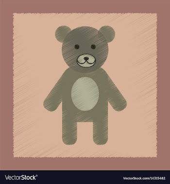 Flat shading style icon cartoon bear vector image