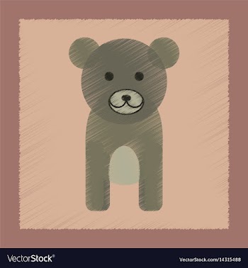 Flat shading style icon cartoon bear vector image