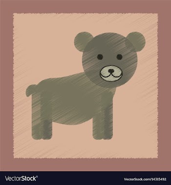 Flat shading style icon cartoon bear vector image