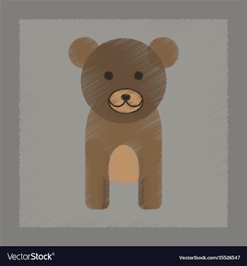 Flat shading style icon cartoon bear vector image