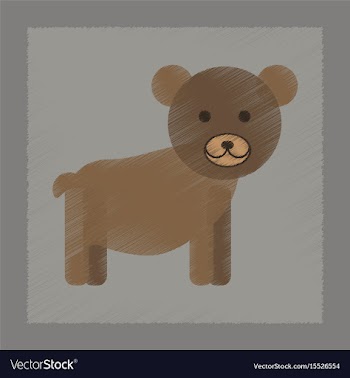 Flat shading style icon cartoon bear vector image