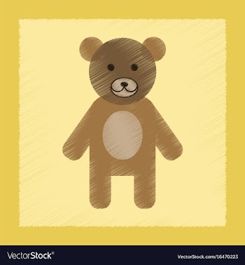Flat shading style icon cartoon bear vector image