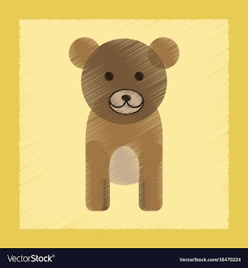 Flat shading style icon cartoon bear vector image