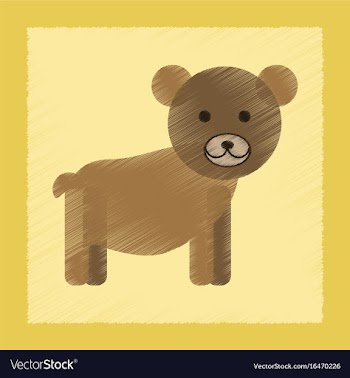 Flat shading style icon cartoon bear vector image
