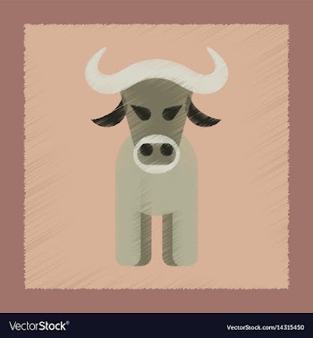 Flat shading style icon cartoon bull vector image