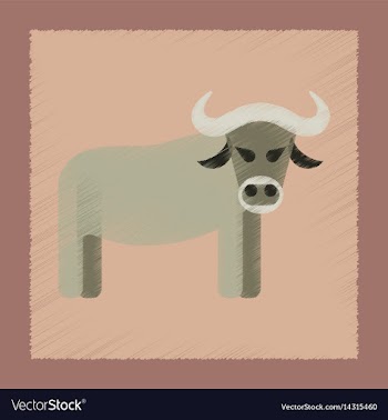 Flat shading style icon cartoon bull vector image