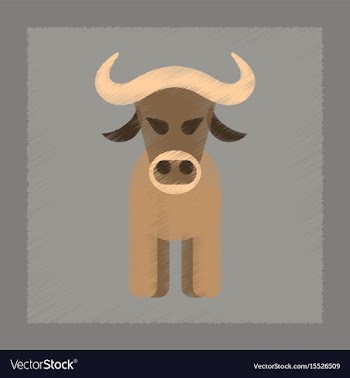 Flat shading style icon cartoon bull vector image