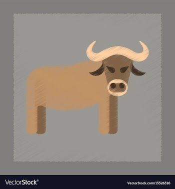 Flat shading style icon cartoon bull vector image