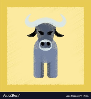 Flat shading style icon cartoon bull vector image