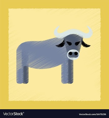 Flat shading style icon cartoon bull vector image