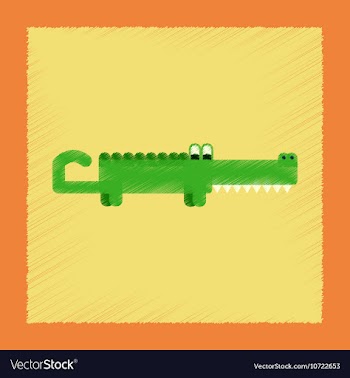 Flat shading style icon cartoon crocodile vector image