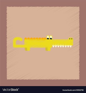 Flat shading style icon cartoon crocodile vector image