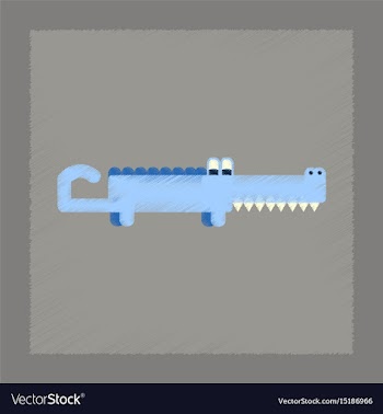 Flat shading style icon cartoon crocodile vector image