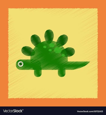 Flat shading style icon cartoon dinosaur vector image