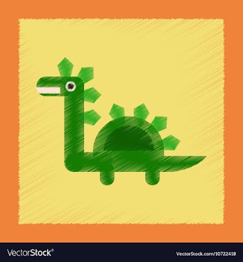 Flat shading style icon cartoon dinosaur vector image