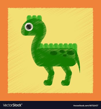 Flat shading style icon cartoon dinosaur vector image