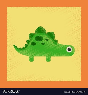 Flat shading style icon cartoon dinosaur vector image