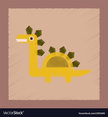 Flat shading style icon cartoon dinosaur vector image