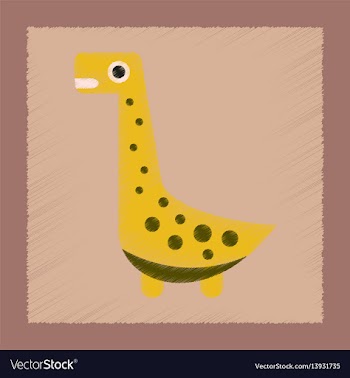 Flat shading style icon cartoon dinosaur vector image
