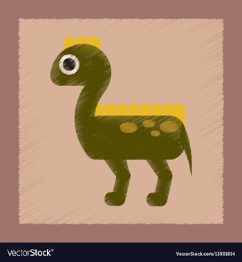 Flat shading style icon cartoon dinosaur vector image