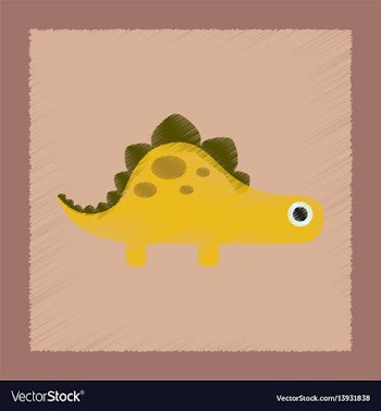 Flat shading style icon cartoon dinosaur vector image
