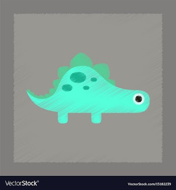 Flat shading style icon cartoon dinosaur vector image
