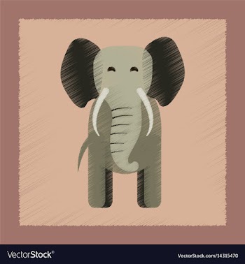 Flat shading style icon cartoon elephant vector image