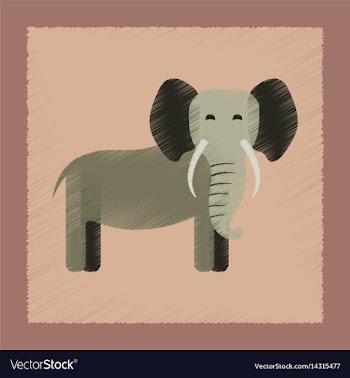 Flat shading style icon cartoon elephant vector image