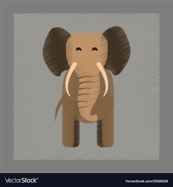 Flat shading style icon cartoon elephant vector image