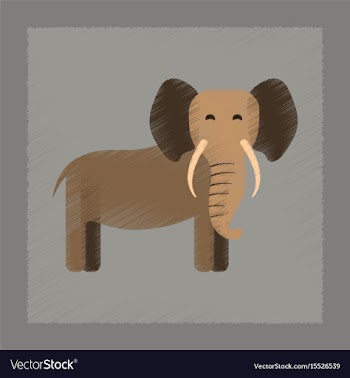 Flat shading style icon cartoon elephant vector image