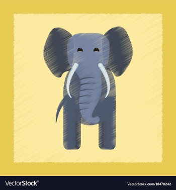 Flat shading style icon cartoon elephant vector image