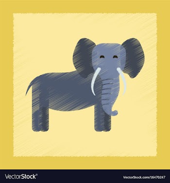 Flat shading style icon cartoon elephant vector image