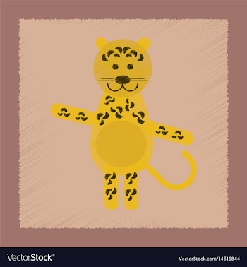 Flat shading style icon cartoon leopard vector image