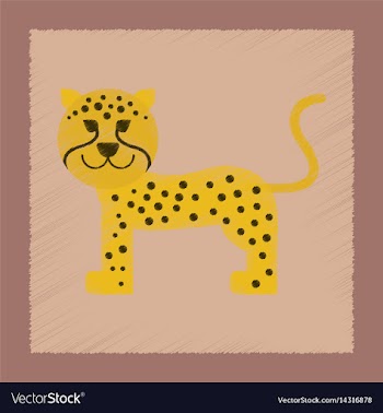 Flat shading style icon cartoon leopard vector image