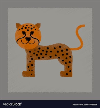 Flat shading style icon cartoon leopard vector image