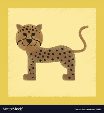 Flat shading style icon cartoon leopard vector image