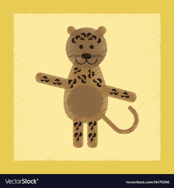 Flat shading style icon cartoon leopard vector image