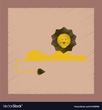 Flat shading style icon cartoon lion vector image