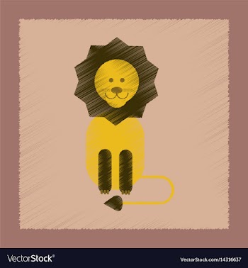 Flat shading style icon cartoon lion vector image