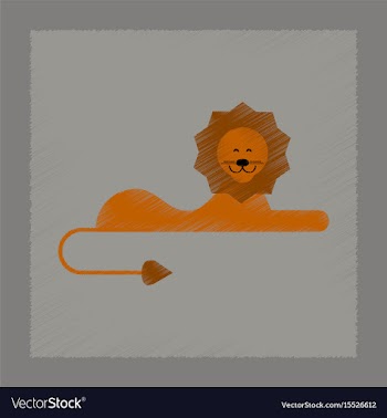 Flat shading style icon cartoon lion vector image