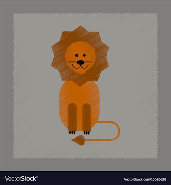 Flat shading style icon cartoon lion vector image