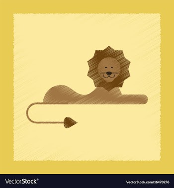 Flat shading style icon cartoon lion vector image