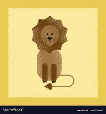 Flat shading style icon cartoon lion vector image